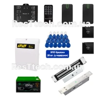 Комплект контролю доступу RFID / NFC на 2 двері з ДБЖ LiFePO4